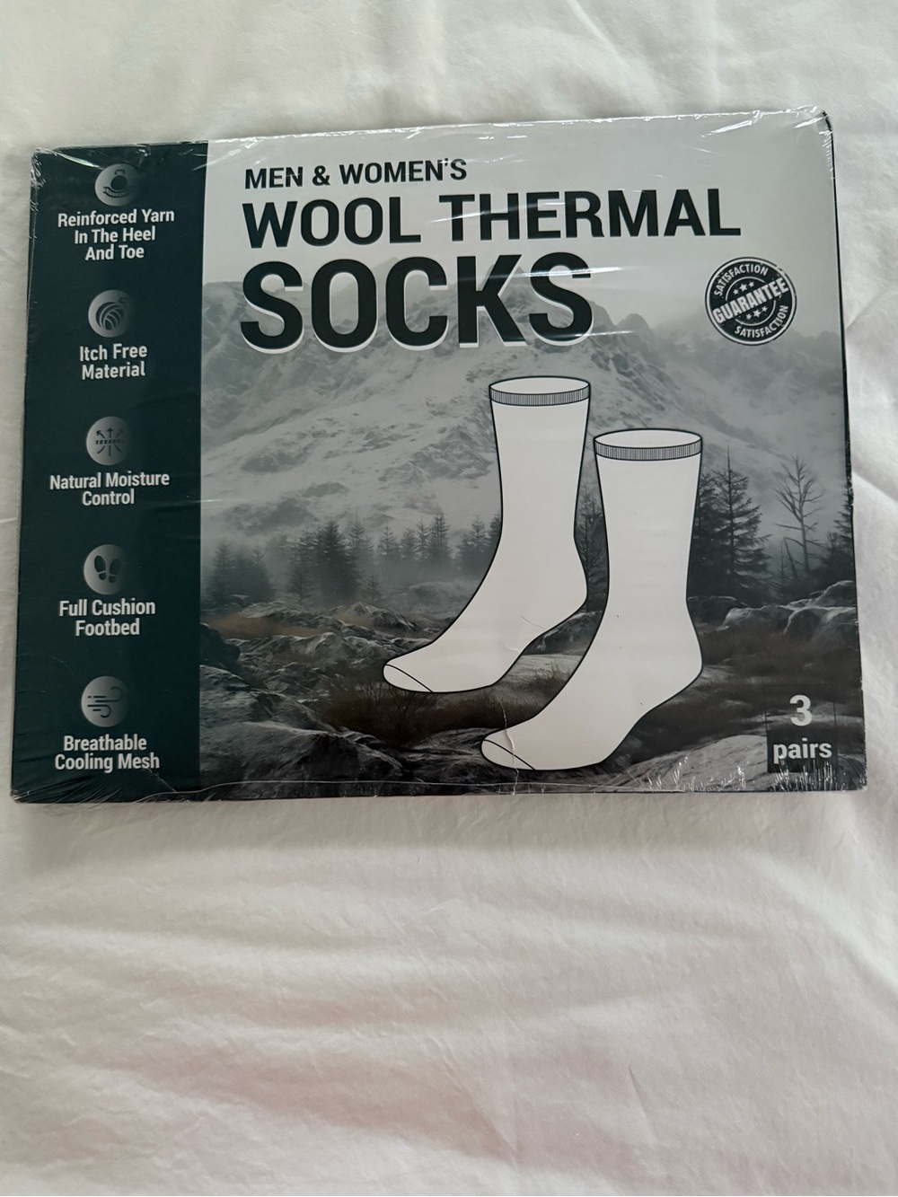 NWT sealed Wool Thermal Socks - Men’s Black (3 Pairs)